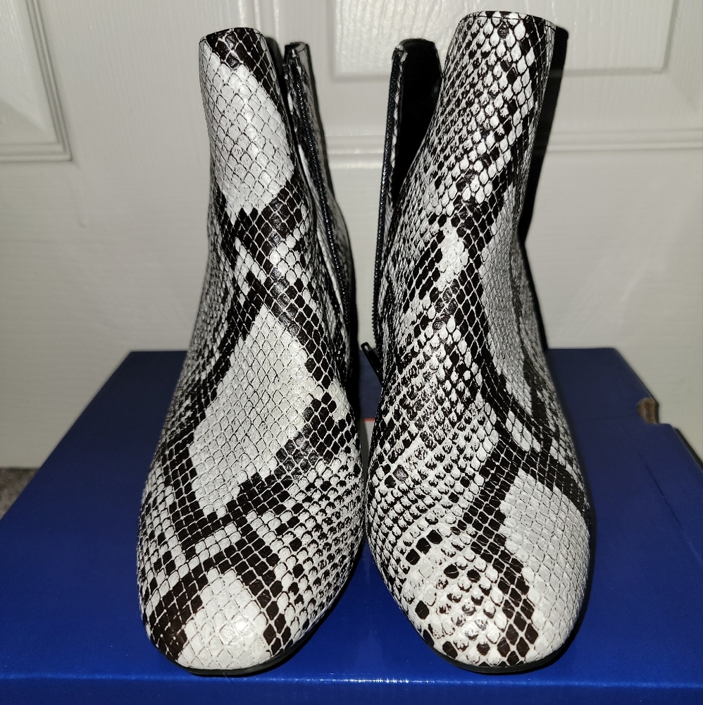 Snake print booties